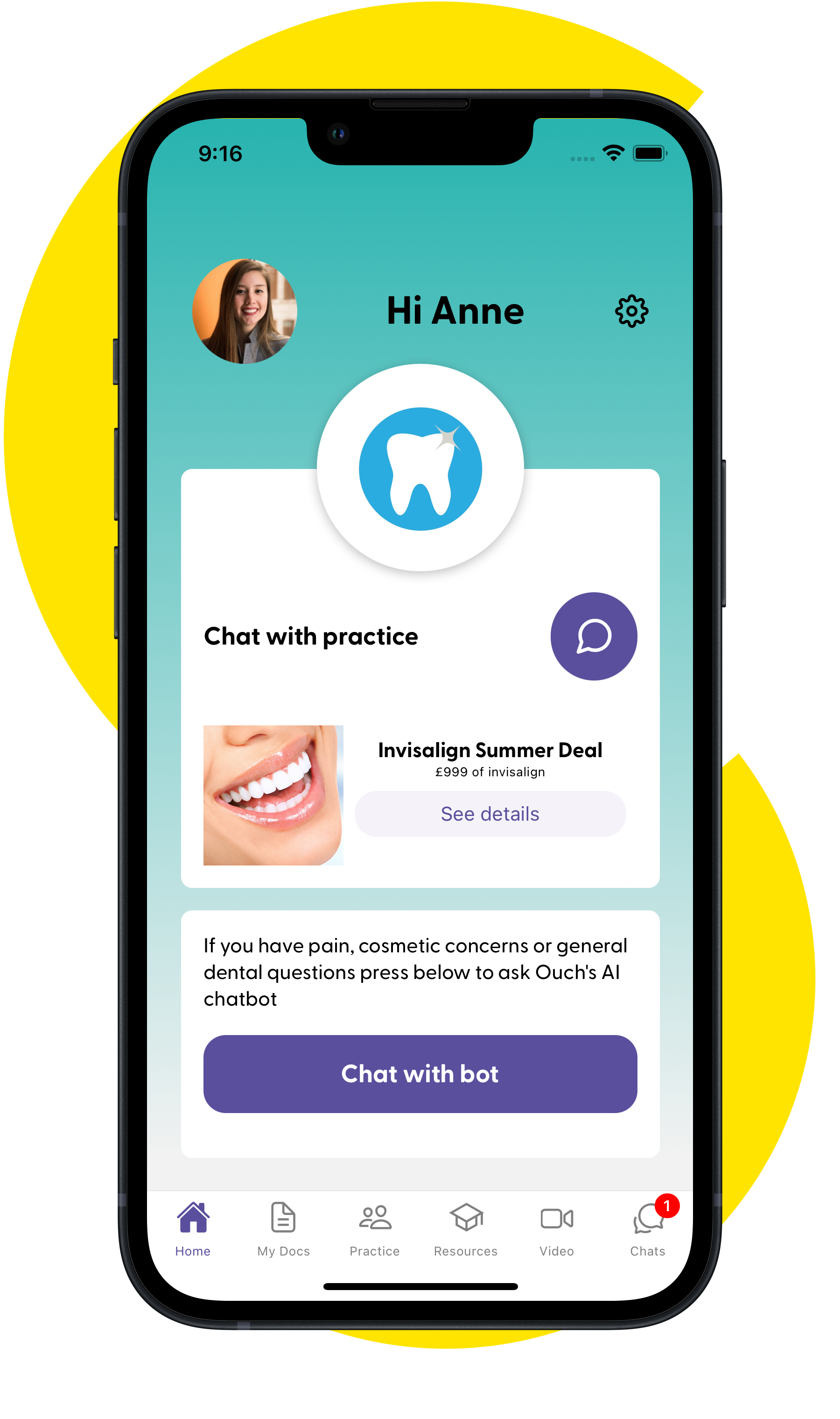Mobile app for dental practices